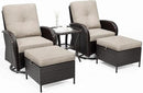 Joyside 5 Piece Patio Furniture Set, Outdoor Swivel Chair Sets with Thick Cushion and Ottoman, Wicker Patio Conversation Set for Porch, Deck Use (Brown/Beige, 5 PCS) by GreenHaven Gardens