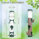 MIXXIDEA 2PK Metal Wild Bird Feeder Bird Feeders for Outdoors Hanging 6 Port Tube Bird Feeder Transparent Finch Feeder with Steel Hanger Green by CozyNest Decor