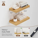 Heimlove 12" Deep Floating Shelves for Wall, 24 Inch Wall Shelf Bathroom Shelves Set of 2, Wall Mounted Shelves for Books Living Room Laundry Room Bedroom Kitchen Home Office, Oak by CozyNest Decor