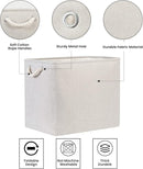 Bidtakay Fabric Beige Baskets Extra Large Organization Baskets for Clothes Set of 2 Collapsible Storage Bins for Shelves Cabinet 17x12x15 In Organizing Bins for Bedroom Blankets Pillow Towels Storage by TinyTreasures Baby Boutique