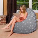Posh Creations Bean Bag Chair for Kids, Teens, and Adults Includes Removable and Machine Washable Cover, 48in - X-Large, Canvas White Dandelions on Gray by TinyTreasures Baby Boutique
