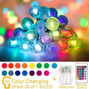 Coloured Globe String Lights Battery Operated，2 Pack 26.2FT 60 LED 16 Colour Changing Water Proof Crystal Ball Outdoor String Lights with Remote Control for Home, Patio,Party, Christmas, Garden Decor by GreenHaven Gardens