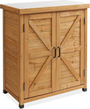 Casafield Outdoor Garden Potting Bench with Metal Tabletop and Storage Cabinet - Wooden Outdoor Garden Patio Workstation Table, Natural by GreenHaven Gardens
