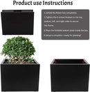 Galvanized Steel Rectangular Planter, 16"x 12"x 12" Small Planters for Outdoor Plants, Black Outdoor Planter with Drainage Holes by GreenHaven Gardens