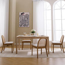 Mid Century Dining Chairs Set of 2, Accent Rattan Linen Fabric Side Chairs Kitchen Chair with Solid Wooden Legs for Living Room Dining Room, Beige by CozyNest Decor