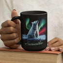 Custom Enchanted Arctic Landscape Design Cup, Customized Name Coffee Mug 11oz 15oz, Personalized Polar Bear And Northern Lights Ceramic Cup, Cute Polar Bear Black Mug, Gift For Her by CozyNest Decor