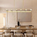 59 Inch Brass Rectangle Wagon Wheel Chandeliers, Gold Chandelier for Dining Room Over Table, Modern Crystal Long Chandelier, Farmhouse Large Linear Chandeliers for Kitchen Island by CozyNest Decor