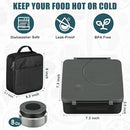 Bento Lunch Box for Kids with 8oz Soup Thermo&Lunch Bag, Leak-Proof Lunch Food Containers with 4 Compartment, Hot Food Insulated Food Jar for Kids School (Black) by TinyTreasures Baby Boutique