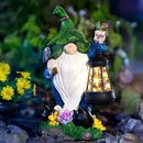 Solar Gnome Garden Figurine Yard Lights with Solar Lights Lantern & Shovel - Outdoor Yard Art Lawn Ornaments for Porch Patio Balcony - Gnome Gifts for Women Mom by CozyNest Decor