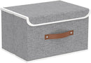 Yawinhe Collapsible Storage Boxes, Foldable Bin with Lids, Cube Clothes Organizer Basket with Handles, Grey, 13.0''Lx9.0''Wx7.9''H, 1-Pack, SNK024GS-1 by TinyTreasures Baby Boutique