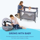 Graco Pack n Play Dome LX Playard with Baby Bassinet, Lightweight Portable Crib, Push-Button Fold Travel Crib, Redmond, Convertible by TinyTreasures Baby Boutique