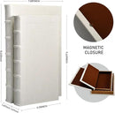 Decorative White Faux Leather Wooden Book Box for Home Decor, Cafe Table, and Bookshelf - Fashion Storage Box (YD-C105 L+S) by CozyNest Decor