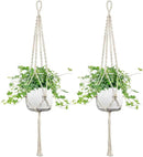 2 Pack Macrame Plant Hanger, 44 Inch, Fits 4-12 Inch Pots, Extra Long Indoor Outdoor Hanging Planter Basket Flower Pot Holder, Boho Home Decor, Ivory (POTS NOT Included) by GreenHaven Gardens