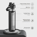 Insulated Water Bottle with Straw Stainless Steel Water Bottle, Leak-Proof, BPA-Free, Double Wall Vacuum Keeps Cold for 24 Hours for Sports, Travel, School (26 oz, Black Night) by CozyNest Decor