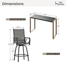 PHI VILLA 3 Piece Outdoor Bar Set, Bar Height Patio Bistro Table and Bar Chairs with Gray Textilene Fabric & Rustproof Metal Frame for Backyard, Balcony, Garden Poolside by CozyNest Decor