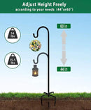 Artibear Adjustable Outdoor Shepherd Hook Stand with 5 Prong Base, 60 Inches Tall 3/5 in Thick, Shiny Black (1 Packs) by GreenHaven Gardens