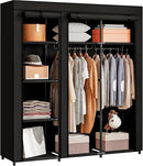 SORCEDAS Portable Wardrobe Closet Storage Organizer Metal Hanging Rack Non-Woven Fabric (Black, 51 Inch) by CozyNest Decor