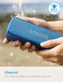 Anker Soundcore 2 12W Portable, Wireless Bluetooth Speaker with Better Bass, 24-Hour Playtime, 66ft Bluetooth Range, IPX7 Water Resistance, Built-in Mic, Ideal for Shower, Travel, Party, Beach - Blue by TinyTreasures Baby Boutique