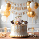 75 Pieces Cake Balls Topper Decorations Foam Cupcake Topper Mini Balloon Cake Topper Picks for Cake Deco Birthday Party Wedding（Brown Gold White Series） by TinyTreasures Baby Boutique