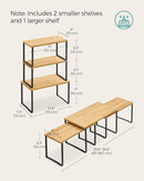 SONGMICS Cabinet Organizer Shelf, Set of 3 Kitchen Counter Shelves, Kitchen Storage, Spice Rack, Stackable, Expandable, Ink Black and Natural Beige UKCS014B01 by CozyNest Decor