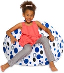 Posh Creations Bean Bag Chair for Kids, Teens, and Adults Includes Removable and Machine Washable Cover, Canvas Bubbles Blue and White, 38in - Large by TinyTreasures Baby Boutique