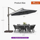 PURPLE LEAF 10FT Cantilever Patio Umbrella with 360-degree Rotation Aluminum Round Outdoor Offset Handing Umbrella for Patio Pool, Deep Grey by GreenHaven Gardens
