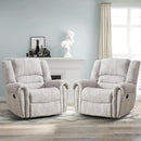 CANMOV Manual Recliner Chair Set of 2, Classic and Traditional Manual Recliner Chair with Comfortable Arms and Back Single Sofa for Living Room, White Grey by CozyNest Decor