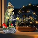 Solar Frog Statue for Garden with Watering Can Light 8.8" Resin Frog Figurine Outdoor Patio Porch Yard Decor Unique Birthday Housewarming Gifts for Women Mom Grandma Wife Sister by CozyNest Decor