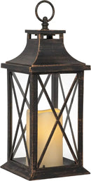 YAKii 14" Decorative Candle Lantern LED Flameless Candle Timer, Plastic LED Candle & Holder, Indoor & Outdoor Hanging Lights,Christmas Day Decoration (Antique Copper Brushed) by CozyNest Decor