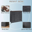 Double Tilt Out Laundry Hamper Cabinet, 20 Gallon Farmhouse Trash Can Cabinet with Drawer, Hidden Wood Garbage Can Bin Cabinet with Laundry Storage Basket for Bathroom, Kitchen, Dark Grey by CozyNest Decor