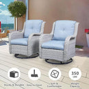 5 Piece Outdoor Patio Furniture Set - Wicker Furniture Patio Conversation Set, Outdoor Swivel Rocker Chairs with 3-Seater Sofa and 2 Ottomans for Small Space, Baby Blue Cushion by GreenHaven Gardens