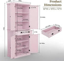 ARTPOWER 72" Tall Kitchen Pantry Storage Cabinet with Drawer and Adjustable Shelves, Pantry Cabinet for Kitchen, Bathroom or Hallway, Pink by CozyNest Decor
