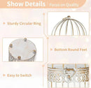NUPTIO Tea Light Candle Holders: 2 Pcs 6 inch H Distressed White Bird Cage Lantern Centerpiece Hanging Metal Birdcage Tealight Votive Holder for Home Fireplace Dining Table Living Room Decoration by CozyNest Decor