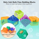 Kingtree Baby Blocks, 9PCS Soft Squeeze Building Blocks Stacking Toys for 6+ Months Babies, Baby Teething Chewing Educational Blocks Set with Numbers Animals Shapes Textures by TinyTreasures Baby Boutique