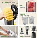 Juicer Machines, TUUMIIST Cold Press Juicer with 5.3" Extra Large Feed Chute Fit Whole Fruits & Vegetables Easy to Clean, High Juice Yield, BPA Free (Black) by CozyNest Decor