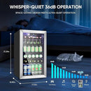 120 Can Beverage Refrigerator – Mini Fridge with Glass Door for Soda Beer or Wine, Beverage Cooler for Bedroom, Office, Bar with Adjustable Shelves & Digital Temperature Display, Silver by CozyNest Decor
