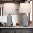 25" Farmhouse Jar Table Lamp Set of 2 Vintage Rustic Lamps for Living Room, Resin Bedside Nightstand Lamps with Linen Lampshades, Retro Pot Lamp for Living Room, Bedroom(LED Bulbs Included) by CozyNest Decor
