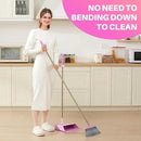 JOYMOOP Pink Broom and Dustpan Set, Upright Angle with Built-in Comb Teeth for Kitchen, Lobby, Pet Hair and Hard Floors by CozyNest Decor
