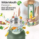Aqulea Glass Water Bottles 25 Oz with Silicone Sleeve - BPA Free Reusable Wide Mouth Glass Motivational Water Bottles with Fruit Infuser – Leak Proof Borosilicate Water Bottle with Time Marker (Green) by CozyNest Decor