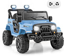 Costzon 12V Kids Ride on Truck Car, Electric Vehicle w/Remote Control, Threaded Wheels, 3 Speeds, LED Lights, Music, Horn & Wireless Connection, Battery Powered Ride on Toy for Boys & Girls 3+ (Blue) by TinyTreasures Baby Boutique