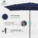 JEAREY 6.5x10 ft Rectangular Patio Umbrellas Outdoor Market Umbrella with Push Button Tilt and Crank, Rectangle Table Umbrellas 6 Sturdy Ribs UV Protection for Pool Garden Backyard Deck, Dark Navy by GreenHaven Gardens
