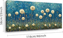 LASMOND Teal Dandelion Wall Art for Living Room Abstract Blowball Canvas Painting Prints Large Flower Floral Grassland Bedroom Decoration Modern Artwork Decor (46x23 Inches) by CozyNest Decor