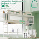 Dish Drying Rack, 3-Tier Over Sink Dish Drying Rack, 33.5" Sink Dish Rack for Small Kitchen, Space-Saving Sink Dish Rack with Cover, Baskets, Utensil, Large Kitchen Storage Organizer White by CozyNest Decor