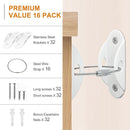 Furniture Anchors (16 Pack) for Baby Proofing, Anti Tip Furniture Anchor Securing 420lbs Tension Earthquake Resistant Metal Furniture Wall Anchor Prevent Baby Pet from Falling Furniture by TinyTreasures Baby Boutique