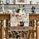 Artoid Mode Beige Ghost Jack-O'-Lantern Black Cat Halloween Table Runner,Holiday Kitchen Dining Table Decoration for Home Party Decor 13 x 108 Inch by CozyNest Decor