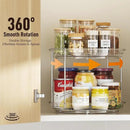2 Pack 2 Tier Lazy Susan Organizer, 9.25'' Lazy Susan Turntable for Cabinet, Stackable Turntable Organizer Rotating Spice Rack Organization for Kitchen Countertop, Pantry, Bathroom, Clear by CozyNest Decor