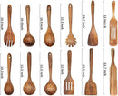 12 Pack Wooden Spoons for Cooking - Natural Teak Kitchen Utensils Set with Spatulas by CozyNest Decor
