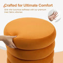 ONEVOG Round Storage Ottoman, 20" Small Ottomans Table with Removable Lid, Velvet Fabric Soft Footrest Stools for Couch, Upholstered Stuffed Circle Seat for Living Room/Bedroom/Dorm/Vanity, Orange by CozyNest Decor