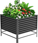 Doniks Raised Garden Bed with Legs, 48×48×37in Large Outdoor Metal Galvanized Garden Planting Box,1200lb Capacity for Vegetables Lawn Green Flowers, Fruits, Terrace by GreenHaven Gardens