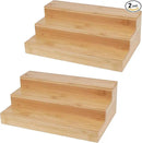 2 Pack Bamboo Spice Rack Organizer for Countertop, 3 Tier Spice Step Shelf for Cabinet (Jars Not Included) by CozyNest Decor